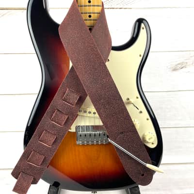 Walker & Williams STR-10 Amaranth Red Distressed "Weathered" Top Grain Italian Leather Guitar Strap image 2