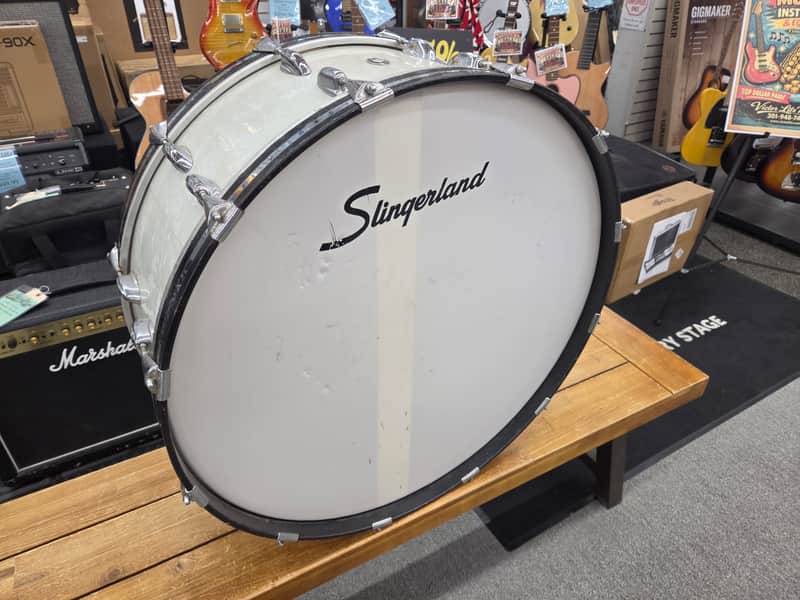 Slingerland Marching Bass Drum 28x10 - White Marine Pearl image 1