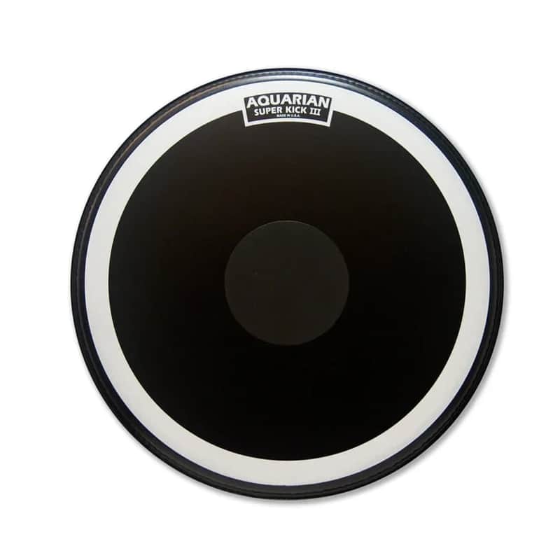 Aquarian 24" SuperKick III Black Texture Coated 10mil Single Ply Bass Drumhead and Power Dot image 1