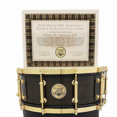 Pearl 50th Anniversary Snare 5.5x14 Solid Maple one piece 1996 - Ebony Mist high gloss lacquer image 3