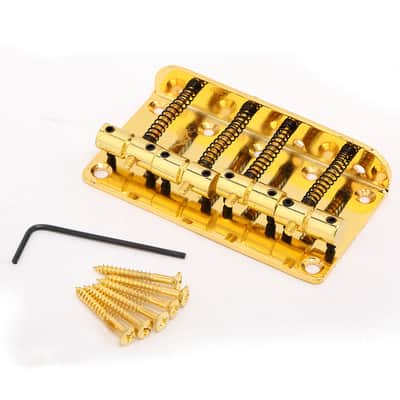 Brio 4 String Vintage Style Bass Bridge for Jazz Bass Top Load Gold image 2