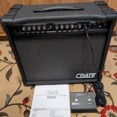 CRATE GX-80 80 Watt Guitar amp MADE IN USA ca 1995, Black Tolex, 2 Ch, 12" Speaker, Spring Reverb, Foot Switch & User Manual - FULLY SERVICED - Works Excellently.  Sounds Amazing. image 1
