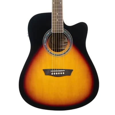 Washburn WA90CEVSB Dreadnought acoustic electric guitar, vintage sunburst image 1