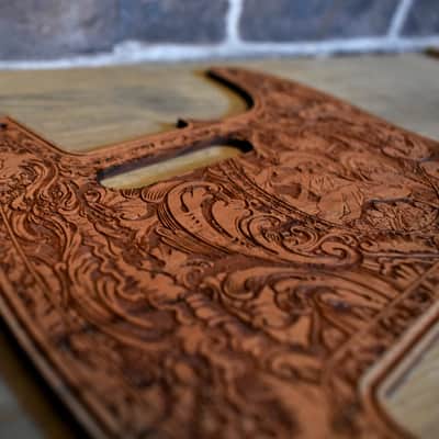 Handcrafted Cherrywood Pickguard for Fender Telecaster – Laser-Engraved Unique Design image 3
