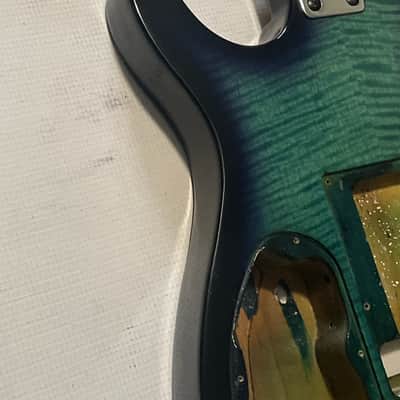 1987 Korean Ibanez RG250 Transparent Blue Flame Maple Guitar Body Powerocker Ready image 15