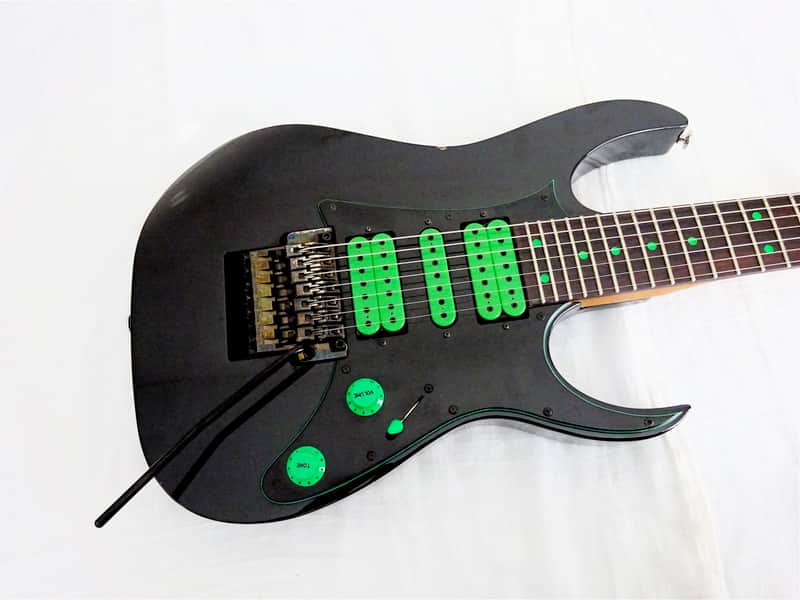 Ibanez UNIVERSE UV7 BK 1992 Green Dot 1992 Black MIJ Steve Vai