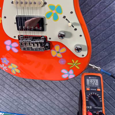 Schecter Nick Johnston "Thumper" FretWerx In-USA Setup and Fret Polish 2020's HSS - Orange w/ Custom Vinyl Flowers image 20