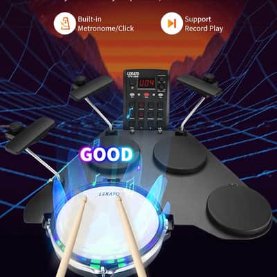 LEKATO Electronic Drum Set Portable Electric Drum Set for Beginner with Quiet Mesh Snare Drum Pads image 5