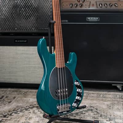Ernie Ball Music Man StingRay 4 H Fretless Bass Translucent Teal - Used image 17