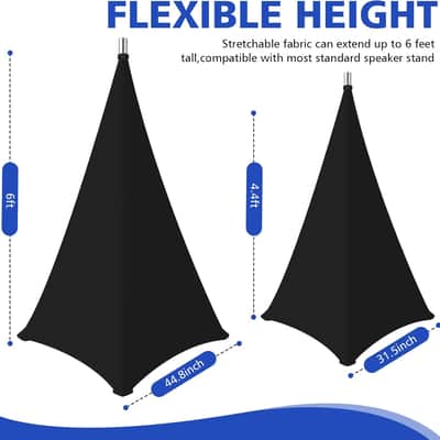 Speaker Stand Cover-Speaker Cloth with 360 Degree Cover, Speaker Tripod Scrim Cover for Speaker/Lighting with Free Travel Bag, 2 Pack Black image 2