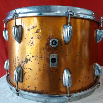 Slingerland Tom 15"X11" wood shell wrapped in copper 1973 - Copper Wrap over wood image 5