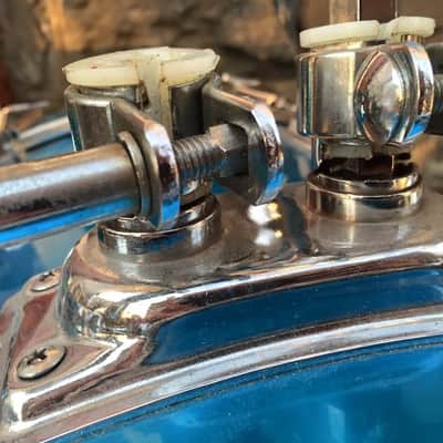 Pearl Fiberglass 1970s Blue Drum Kit image 4