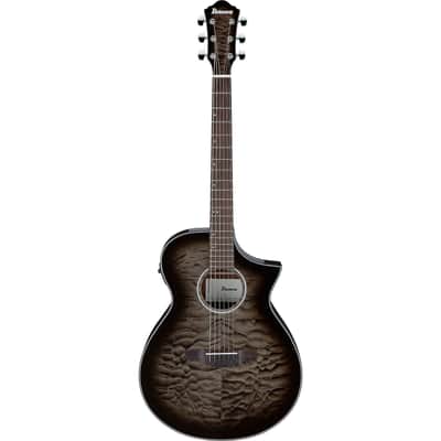 Ibanez AEWC16QA Auditorium Acoustic-Electric Guitar Transparent Black Sunburst image 3