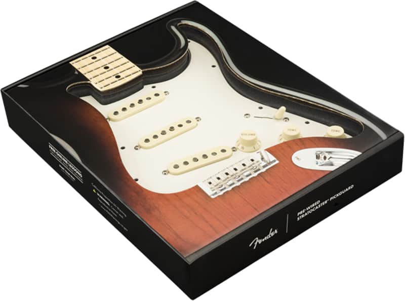 Genuine Fender Pre-Wired Loaded Strat Pickguard Tex-Mex SSS Parchment, 11 hole image 1