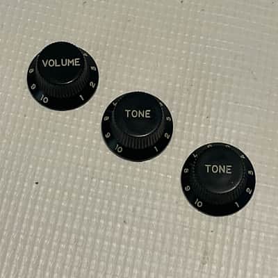 1980's Kramer USA Pacer Deluxe Factory Stratocaster Guitar Black Knob Set 1 Volume, 2 Tone