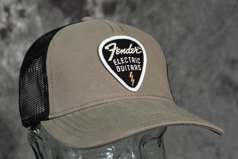Fender Snap Back Pick Patch Hat Olive w/ FREE Same Day Shipping image 1