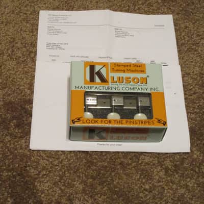 Kluson Deluxe Three on a side Button Machine Heads Silver/Cream New in Box image 6