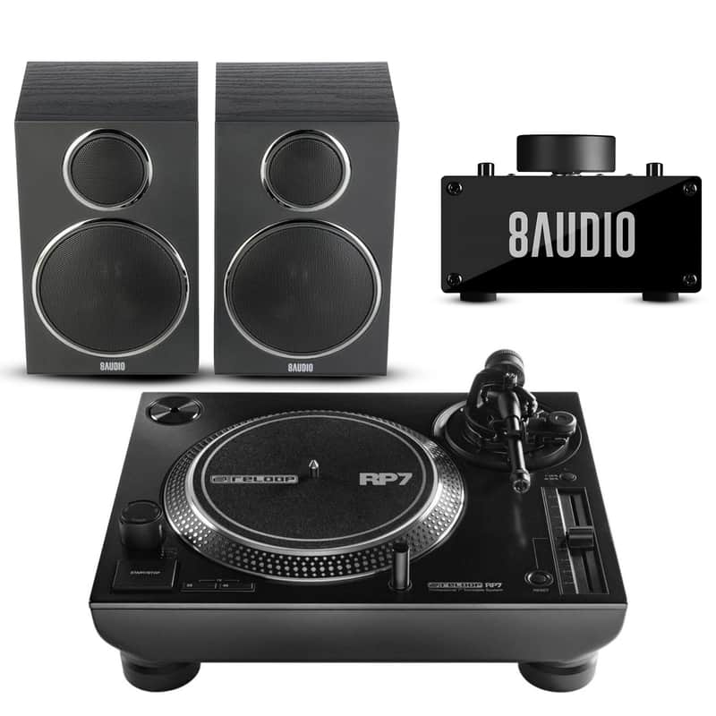 Reloop RP-7 Pro 7in Vinyl Turntable System with Amplifier and FR Speaker Bundle image 1