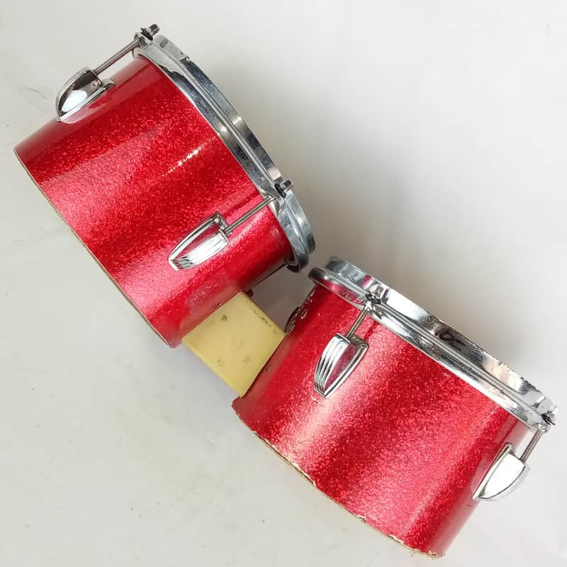 Ludwig Bongo Drums 5.5x8"Red Sparkle Set Vintage 60s/80s 3ply/6ply Super Classic image 1