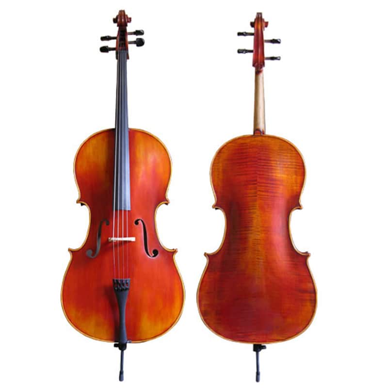 D’Luca Flamed Cello Outfit With Ebony fittings And Antique Finish, 3/4 Size image 1