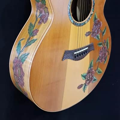 Blueberry Handmade Grand Concert Acoustic Guitar Floral Motif image 16