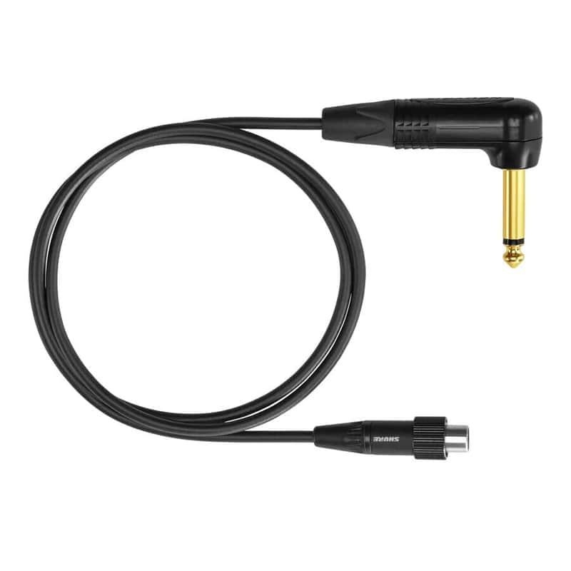 Shure WA307 Gold-plated Neutrik 1/4" Right Angle TS to TA4F Cable 3' Premium threaded locking Instrument Guitar Cable for Glx-d GLXD GLXD1, QLXD1, ULXD1-TQG, AD1-TQG, ADX1-TQG, ULX-D & QLX-D Bodypack Transmitters Digital Wireless Systems. image 1