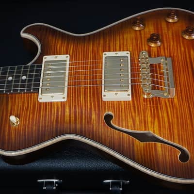 Knaggs Guitars Kenai Hollowbody in Hickory Burst with One-Piece Top image 7