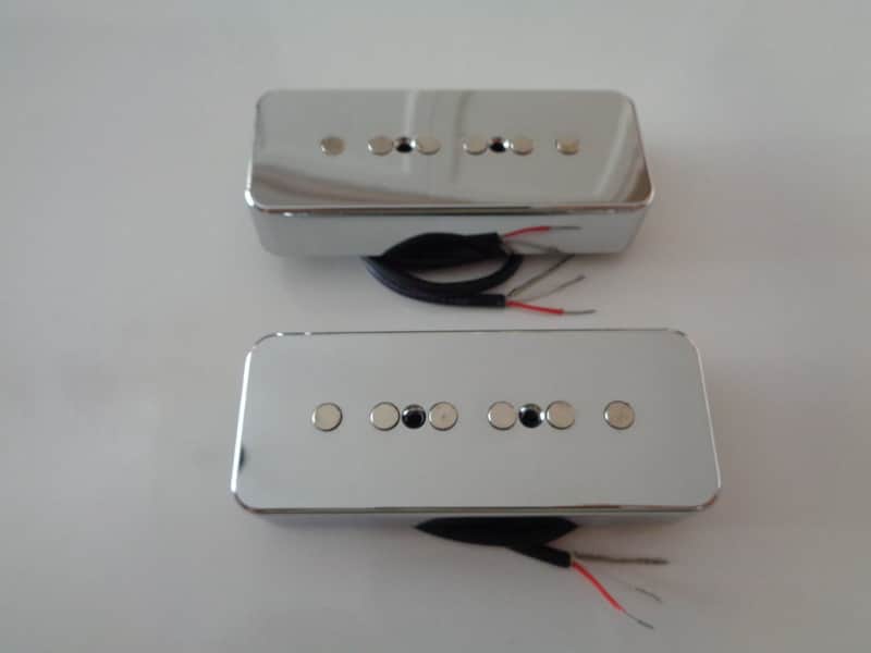 Silver Dollar, P90 Soap Bar Neodymium Handmade pickup  set NECK + BRIDGE / Coil Tap image 1