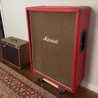 RARE Marshall 2045 / 'Artiste' 2x12 Vertical Cabinet 1973 - Original Red Tolex! image 2