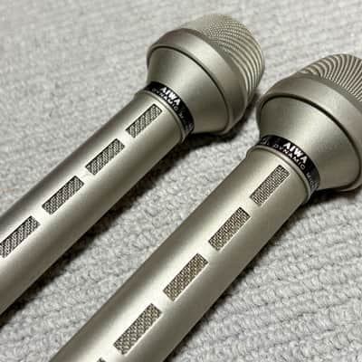Aiwa DM-68 Stereo pair Vintage microphone w/cable, holder, case image 4