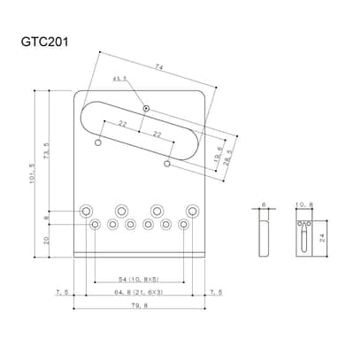 Gotoh GTC-ART-02 Engraved Adjustable Saddle Bridge for Telecaster Tele - GOLD image 2