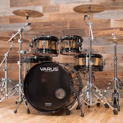 VARUS CUSTOM DELUXE 5 PIECE DRUM KIT, MAHOGANY SHELLS, ROYAL EBONY VENEER image 3