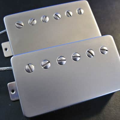 Tom Holmes PAF Humbucker Pickup Set ~ H450, H455 Double Cream Nickel Covers With Peter Green Mod image 3