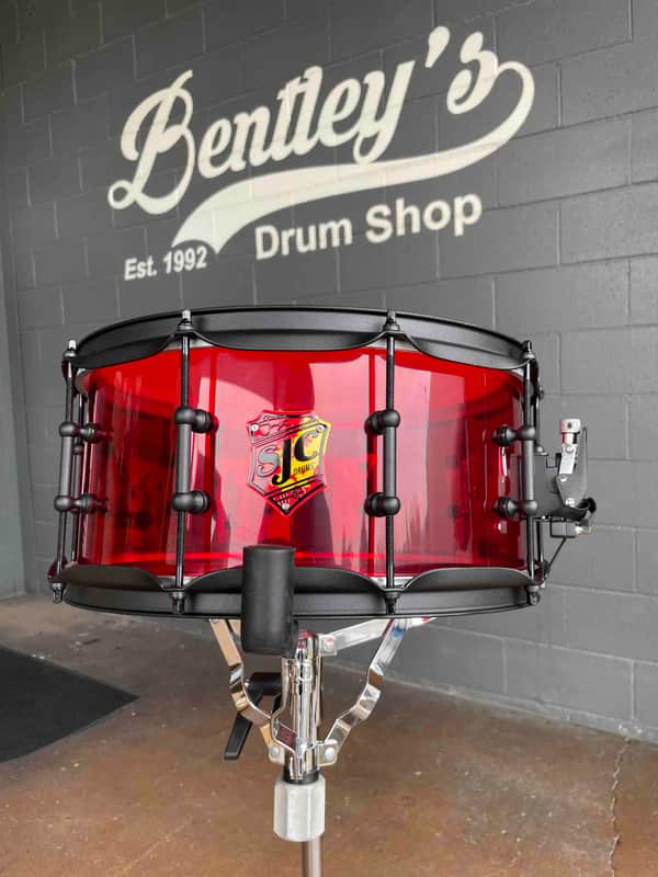 SJC Josh Dun Signature 'Torch' 6.5x14 Red Acrylic Snare Drum w/ Matte Black Hardware *IN STOCK* image 1