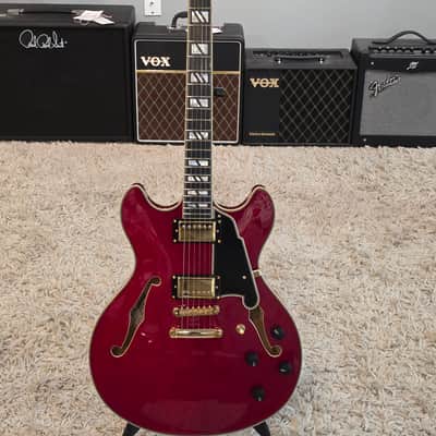 D'Angelico Excel DC Semi-Hollow with Stop-Bar Tailpiece Cherry image 1
