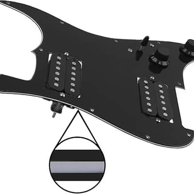 11-Hole 3-Ply HH Prewired Loaded Pickguard w/HH Humbucker Pickups Compatible with  Standard Strat Electric Guitar (Black) image 2