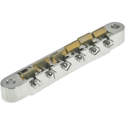 Faber ABRM-BG ABRM Bridge, Fits 4mm studs, Gloss Nickel, Brass saddles natural image 1