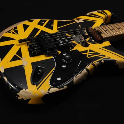 EVH Striped Series Frankenstein Frankie Electric Guitar - Black with Yellow Stripes, Relic 103 image 1