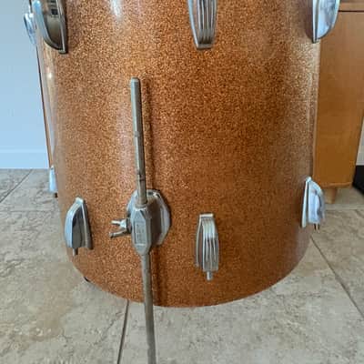 Vintage Ludwig Floor Tom 1966 - Champagne Sparkle 16 x 16 Keystone Badge image 6
