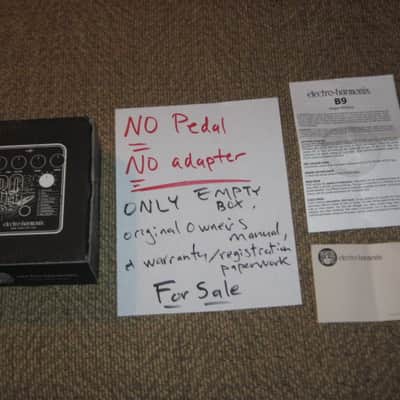 lightly handled - generally clean (some very lite cloudy surface scuffs / surface gray markings) Electro Harmonix EMPTY CARDBOARD BOX & original Owner's Instructions & warranty / registration paperwork ONLY for B9 Organ Machine pedal (NO: Pedal/Adapter) image 1