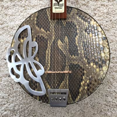 Vintage Chin Chin 4 string Banjo with Snake Skin Head image 4