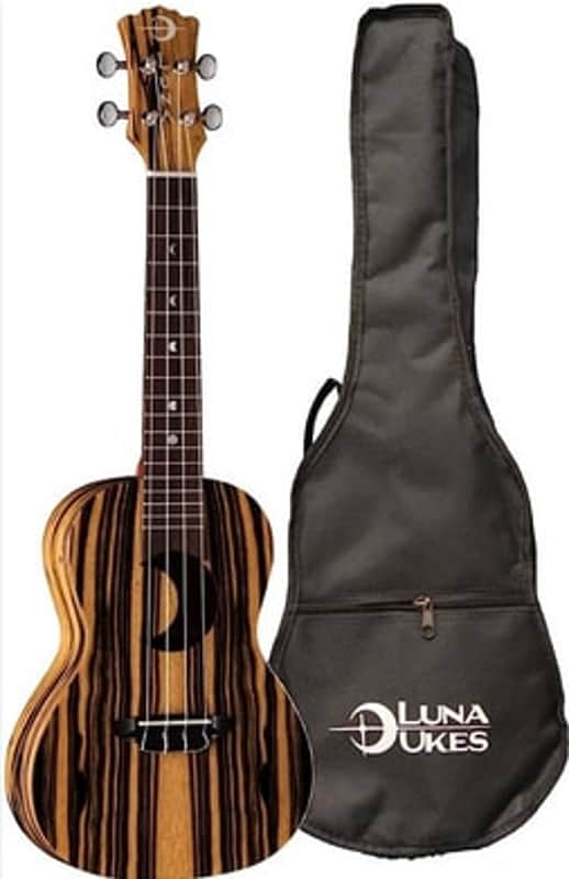 Luna Uke EX BWE Crescent Black/White Ebony Concert w/ Gigbag image 1
