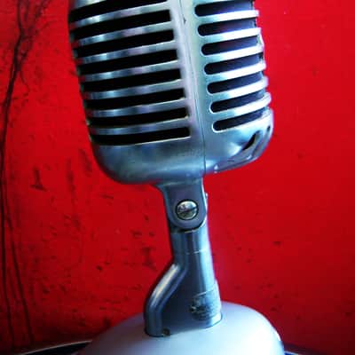 Vintage 1940's Shure 55 / 55S dynamic microphone satin chrome w S-36 desk stand Elvis 55S # 9 image 9