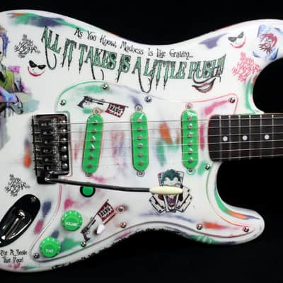 Custom Painted and Upgraded Fender Squier Strat - Aged and Worn With Graphics and Matching Headstock image 2