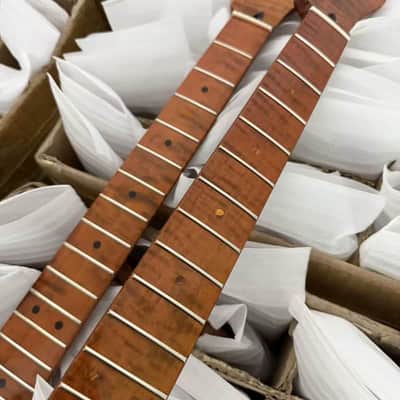 Flamed Stained Guitar Tele Style Tiger Maple Neck, 22 Frets Fingerboard image 6
