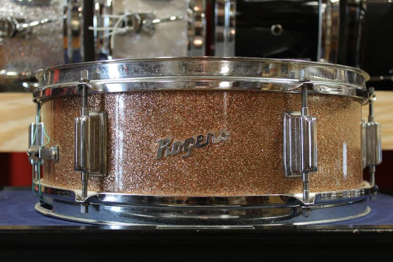 1960s Rogers 5x14 Luxor Model Snare Drum in Pink Champagne Pearl image 1