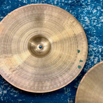 15” 1975 Paiste 2002 BLACK LABEL Hihats 961g 1130g Golden Patina! image 11