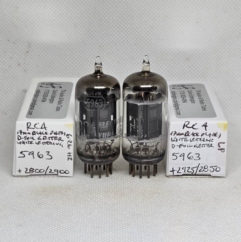 RCA 5963 D-Foil Getter Black Plate Well Matched (4.2%) Pair NOS 12AU7 12AU7A image 1