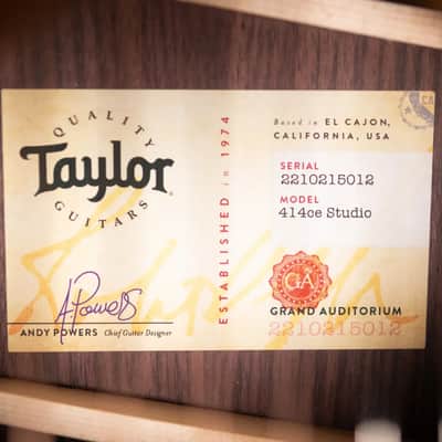 Taylor 414ce Studio Grand Auditorium Acoustic/Electric Guitar - Natural with Gig Bag image 13