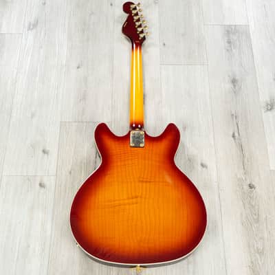 Mint Hagstrom VIK67-G-VSB '67 Viking II Semi-Hollow Guitar, Resinator Fretboard, Vintage Sunburst image 7